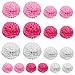 Produktbild Gosear 18 stk Papier Pom Poms Blume Form Bälle Dekorationen Dekorative Zubehör mit 18 stk Seile für Hochzeit Startseite Outdoor Geburtstag Partei Bühne Mall Baby Shower Shooting Requisiten Weißes Licht-Rosa Rose-rot
