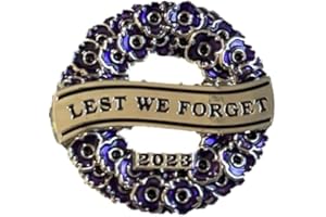 AWEHIRU Poppy Badges and Pins 2023 Remembrance Day Purple Poppy Cross Wreath Garland Lest We Forget Pin Badge Brooch