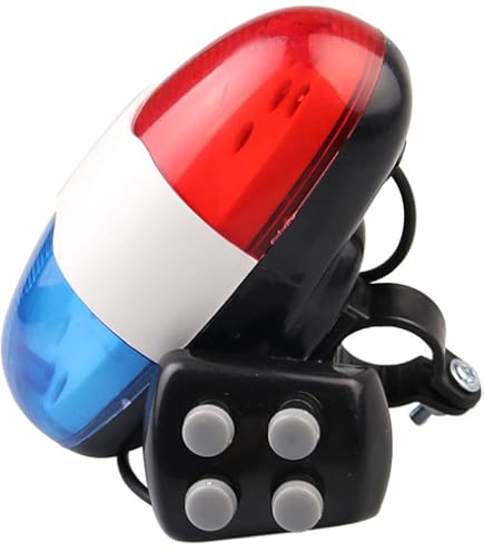 Sonnette Vélo 6 LED + 4 Tons - Sirène électronique Avec Lumières Rouges/bleues - Pour Enfants