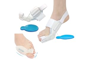 QKEPCY Tutore Alluce Valgo 2 pz Separatore Dita Piedi in Silicone e 1 pz Alluce Valgo Correttore Regolabile Borsiti Raddrizzatori Alluce per Uomo e Donne Dita a Martello Raddrizza Dita Piede