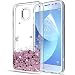 Produktbild LeYi Hülle Galaxy J3 2017 Glitzer Handyhülle mit HD Folie Schutzfolie,Cover TPU Bumper Treibsand Clear Schutzhülle für Case Samsungs Galaxy j3 2017/Galaxy Pro Duos (J330) Handy Hüllen ZX Rot RoseGold