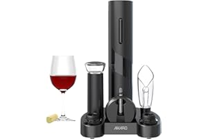 AIKARO - Abrebotellas de vino eléctrico Sacacorchos electrónico automático, A pilas (Juego Base)