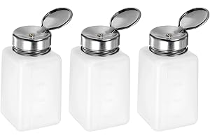 sourcing map 3Stk Lösemittel Alkohol Spender 200ml(6.7oz) Drückbare Flüssigkeit Spender Pumpe mit Dichtung Edelstahl Deckel für Aceton Reiniger Poliermittel Entferner Weiß