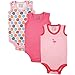 Luvable Friends Sleeveless Bodysuit Vests 3 Pack (3-6 Months, Pink Flamingo)
