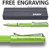 Lamy Safari Green Fountain Pen - Gift Boxed - FREE ENGRAVING (Medium (M))