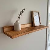 Masif Kiraz Ağacı Duvar Rafı &ndash; Rustik Dekoratif Ahşap Raf &ndash; 60 cm