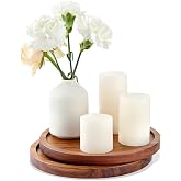 Candle Tray Table Centre Piece Decoration Set of 2, Acacia Wood Decorative Trays Candle Plate Holder for Coffee Table Display