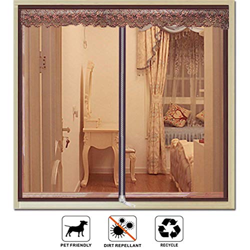 Preisvergleich Produktbild LISIANG Insektenschutz Fenster Rollo Ohne Schrauben, Fliegengitter Klettverschluss Braun Mit ReißVerschluss Verschiedenen GrößEn Einfache Montage Ohne Bohren,Coffee,50x110cm(20x43in)