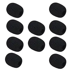 Mini Headset Microphone Windscreen Mic Foam Cover, Black 10-Pack