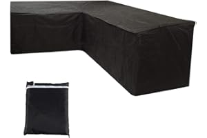 YOUR'S BATH Housse Canapé d'angle de Jardin Imperméable Bâche de Protection Salon en Forme L Anti-UV Couverture de Meuble Extérieur pour Jardin Terrasse (215X215X87CM, Noir)