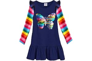 DXTON Vestidos para Niñas Vestido para niños 100% Algodón Dulce Ropa para Niños Regalo de Invierno 2-8 años