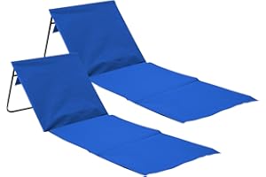 ORION91 - Esterilla Plegable de Playa Acolchada con Respaldo (Pack 2), Acero y Tela Oxford, Jardín, Impermeable, 153x51x42 cm (Largo x Ancho x Alto), Color Gris, Azul, Verde o Rojo