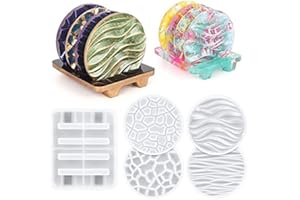 Domeilleur 5pcs Silicone Moulds For Resin Casting,Wave Diamond Pattern resin Coaster Mould Kit For Resin Kits For Beginners