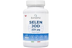 ‎BANDINI Bandini® JOD 225 mcg + SELEN 100 mcg - 160 Tabletek - Wysoka wchłanialność i wysokie dawkowanie - Jodek Potasu KI + Selen-Metionina Suplement diety - Wegański, Bez GMO - Wyprodukowano we Włoszech