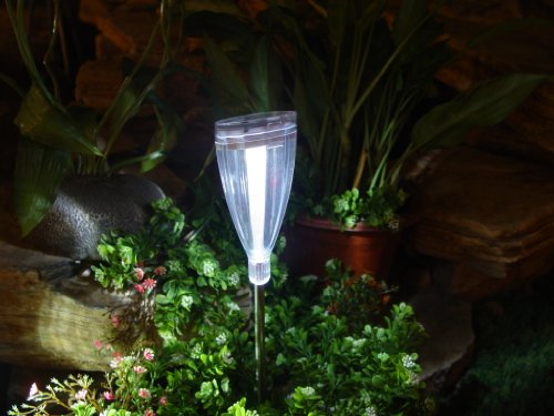 Tulpe 3er Set Solargartenleuchte Solarwegeleuchte aus Edelstahl und hochwertigem Kunststoff, je 2 LEDs 1 x mit Farbwechsler 1 x weißes Dauerlicht - 3