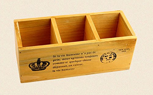 Cosanter 3 Compartimento Madera Escritorio Creativo Organizador de Papeler  a Soporte Dise  o de Madera Caja de Creativo Sostenedor para Escritorio Bol  grafo  Color Madera Original  