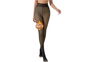 DRESMANNST Strumpfhosen Damen Winter, Thermo Strumpfhose, Thermo Leggings Damen Gefütterte, Schwarz Falsch Transparent Hoch Taillierte Thermostrumpfhose