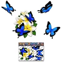 Blume Weiß Frangipani Plumeria Kleine Bündel + Schmetterling Tier Auto Aufkleber - ST00046WT_SML - JAS Aufkleber