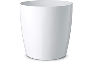 FLORALO E. K. Floralo Teramo Übertopf 35cm Durchmesser x 34cm hoch weiß, glänzend, in den Boden eingelassene Rollen