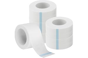SELURK 6 Rouleaux Ruban Micropore Médical 2,5cm x 9,14m - Hypoallergénique & Respirant pour Extensions Cils, Pansements, Soins Peau Sensible - Adhésif Doux et Facile à Découper