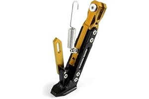 APEBAZY Motorcycle Stand with Spring Set - Universal CNC Aluminium Alloy Adjustable Tripod Holder Side Parking Foot Rest for Scooter Electric Dit Pit Bike (Gold)