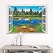 Produktbild WHFDRHQT Wandtattoo Wandauf kleber 3D Room Home Wandaufkleber Aufkleber Fenster Forest River Snow Mountain Bild Wandbild