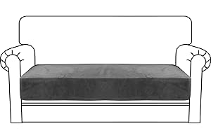 CHELZEN Velvet Sofa Seat Cushion Cover, Stretch Sofa Cushion Slipcovers, Soft Couch Cushion Covers, Furniture Protector with Elastic Bottom (2 Seater, Gray)