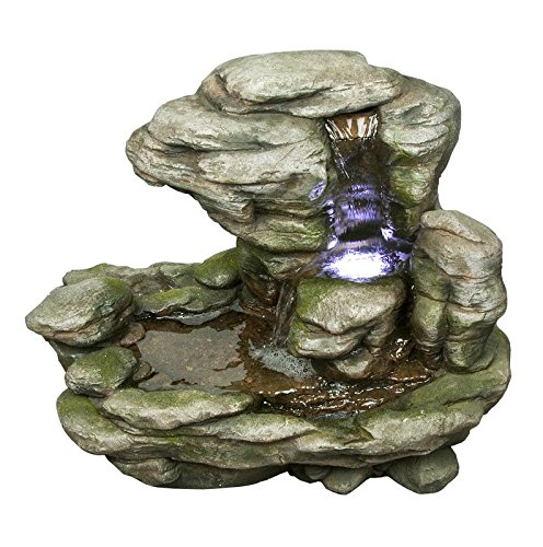 Wasserspiel Manaia Polystone Set mit Pumpe & LED Brunnen Kunststein Kaskade edel