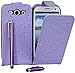 Produktbild Verbinden Sie Zone ® Lila Diamant PU Leder Flip Skin Tasche Case Hülle Tasche Für Samsung Galaxy S3 i9300 + Displayschutzfolien + Poliertuch + Mini Touch Stift & Hoch Touch Screen Stilus