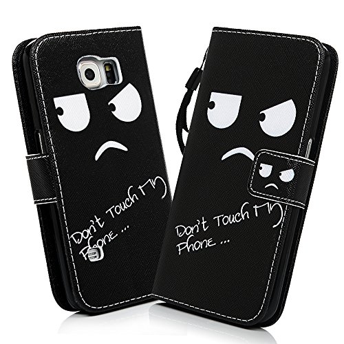 Badalink Hülle für Samsung Galaxy S5 Mini Handyhülle Hülle PU Leder Tasche Handy Schutzhülle Cover Flip Tasche mit Kartenfach und Ständerfunktion in Don’t Touch My Phone Muster Kleine Augen Design + Flower Anti Staub Schutz Stöpsel + Eingabestift - 7