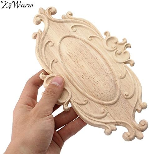 Wood Carved Applique Onlay Woodcarving Decal Home Cabinet Wall Door Furniture Decoration Ornaments 242*148*6mm
