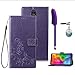 Produktbild LG Q7 Schutzhülle Flip Hülle Wallet Case Stoßdämpfend Glücksklee PU Leder Ständer Etui Schale Bookstyle Tasche Ständer Magnetverschluß Karteneinschub Handyhülle Lila