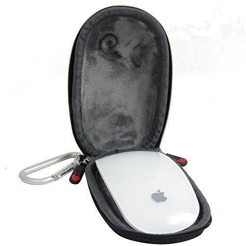 Hermitshell Travel Hart EVA Lagerung Tasche Schutz hülle Etui Tragetasche Beutel Compact Größen und karabiner für Apple Magic Mouse Maus I und II 2nd Gen und Karabiner Schwarz Nylon - 3