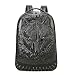Produktbild LUCKGXY Wasserdichter Laptop-Rucksack, Wolf Head 3D PU Shoulders Bag College Schoolbag for Travel Outdoor Leisure Shopping Camping and Daily,Black