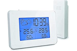 Thomson - Station Meteo sans Fil , Ecran rétroéclairé bleu à la demande, Fonction Réveil Affichage Hygrométrie, Affichage des températures intérieures et extérieures - 513628
