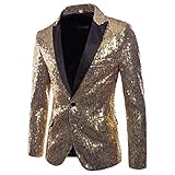 sequin blazer womens zara Labeled with Chinese Size! CuteRose Mens Dress Clubwear Blazer Dress Suit Jacket Tuxedo Uniform Outfit Golden M