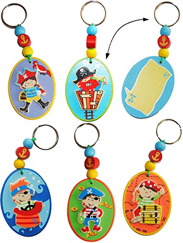 Schlüsselanhänger / Namensschild / Kofferanhänger - " Pirat " - aus Holz - Namensanhänger - Geschenkanhänger / für Kinder Reise - Kofferschild Adressanhänger - Taschenanhänger - Piraten / Piratenschiff - Gepäckanhänger - Reisegepäck - Säbel - Mitgebsel Piratenschatz