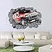 YESURPRISE® PVC Removable Vinyl Art Quote Wall Sticker Decal Bedroom Wallpaper Mural Paper House Room Decorative Home DIY Decoration CAR BROKE WALL 3D Effect