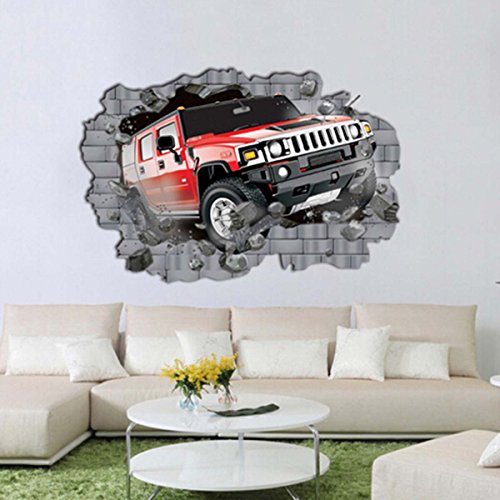 YESURPRISE® PVC Removable Vinyl Art Quote Wall Sticker Decal Bedroom Wallpaper Mural Paper House Room Decorative Home DIY Decoration CAR BROKE WALL 3D Effect