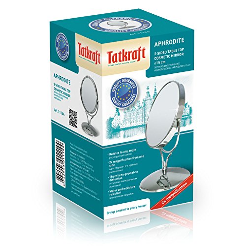 Tatkraft Aphrodite Kosmetik Tischspiegel Zweiseitig mit 2X Vergrößerung Verchromter Rahmen Ø 15cm - 4