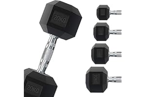 G5 HT SPORT Guidon Hexagonal caoutchouté Professionnel de 1 à 50 kg de Musculation ou de Gymnastique à Domicile poignée Ergonomique antidérapante