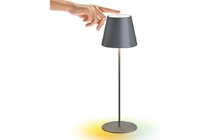 NiceBuy Lampe De Table Sans Fil Rechargeable Usb 4000Mah,MéTal Lampe De Table LED Tactile 2700K-4000K 3 Modes De Couleur Et Luminosité RéGlable Pour Restaurant ExtéRieur Terrasse(Gray)