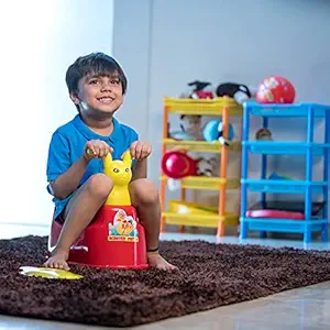 Car and Scooter Style Potty Toilet Trainer Seat/Chair with Removable Tray and Closing Lid and High Back Support for Toddler Boys Girls (Age 7 Months to 3 Years) (RED, Scooter Potty)