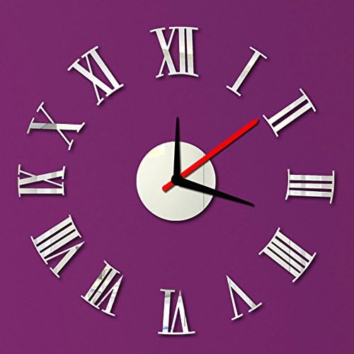 XuMarket(TM) DIY Numerals Wall Clock Sticke Set Creative Mirror Effect Acrylic Glass Decal Home Decoration Roman Adesivo De Parede