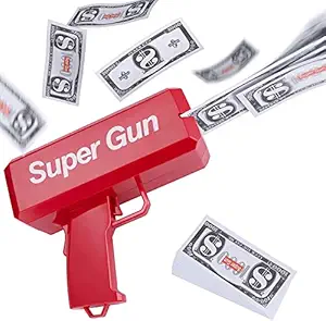 parteet cash cannon money gun for wedding, parties and fun include 100 fake dollar- red- Multi color