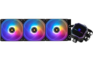 Thermalright Frozen Prism 360 Negro ARGB CPU Enfriador de agua con ventilador dual PWM, bomba de agua velocidad es 3300RPM, rodamientos S-FDB, para AMD AM4/AM5, Intel LGA1150/1155/1200/1366/1700/20XX