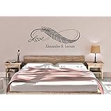 *NEU* Wandaufkleber Wandtattoo Wandsticker ***Infinity Symbol m. Feder & Wunschnamen - LOVE - LIEBE***(Größen.- und Farbauswahl)