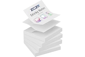 ZCZN Z-Notes, 4 Blocs Sticky Notes Blanc, Notes Autocollants 76 x 76 mm, 100 Feuilles par Bloc - Feuillets Autocollants de 400 Feuilles
