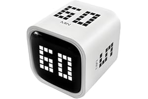 QUMOX Temporizador Digital En Cubo, Reloj De Cuenta Regresiva Recargable Con Sensor De Gravedad Y Modo Manual, 5/10/30/60 Minutos, USB-C, Pantalla LED, Alertas Con Vibración y Sonido Para Estudio, Coc