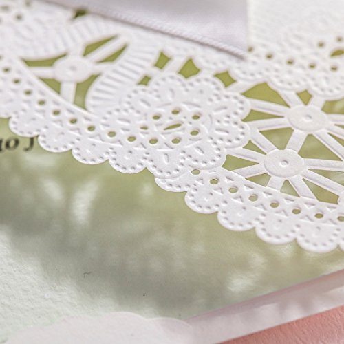 VStoy Elfenbein Laser Cut Hochzeit Einladungen Pappe Hohl Flora Hochzeit Karten mit bowknot Hochzeit Party Supplies 20 Stück - 6